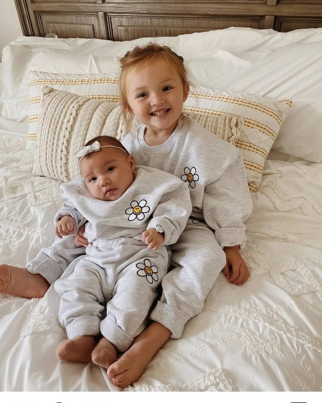 Girls Embroidered Flower Sweatsuit