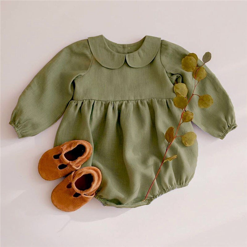Girls Long Sleeve Peter Pan Collar Romper