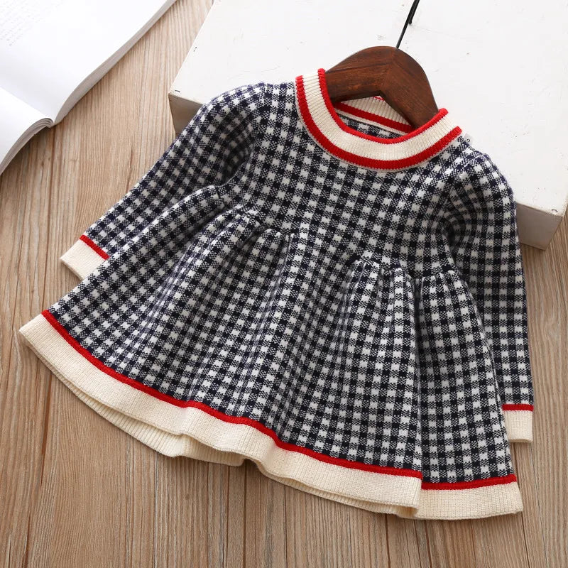 Girls Plaid Flare Dress