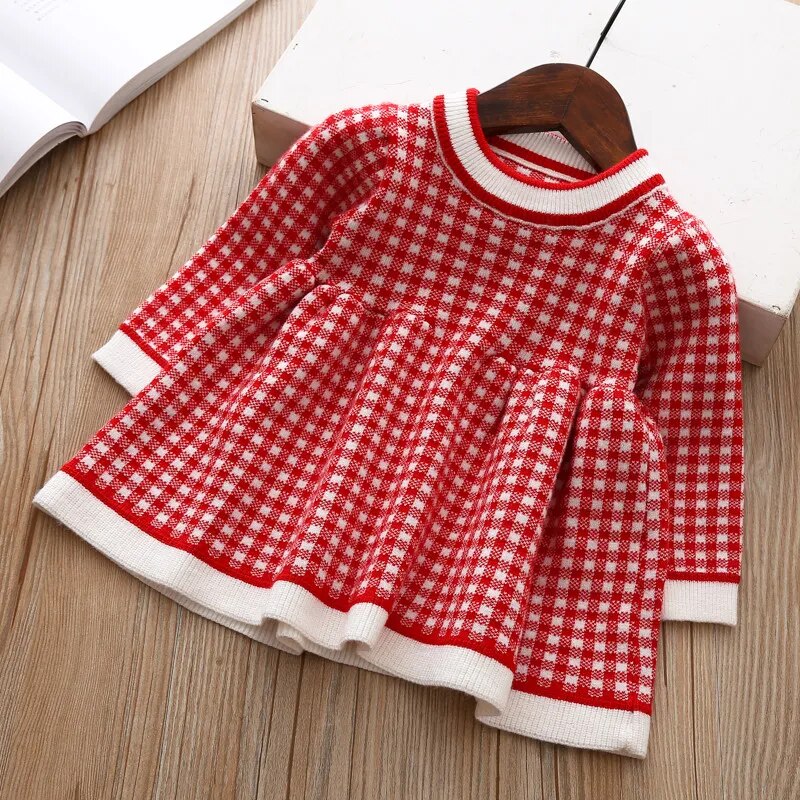 Girls Plaid Flare Dress