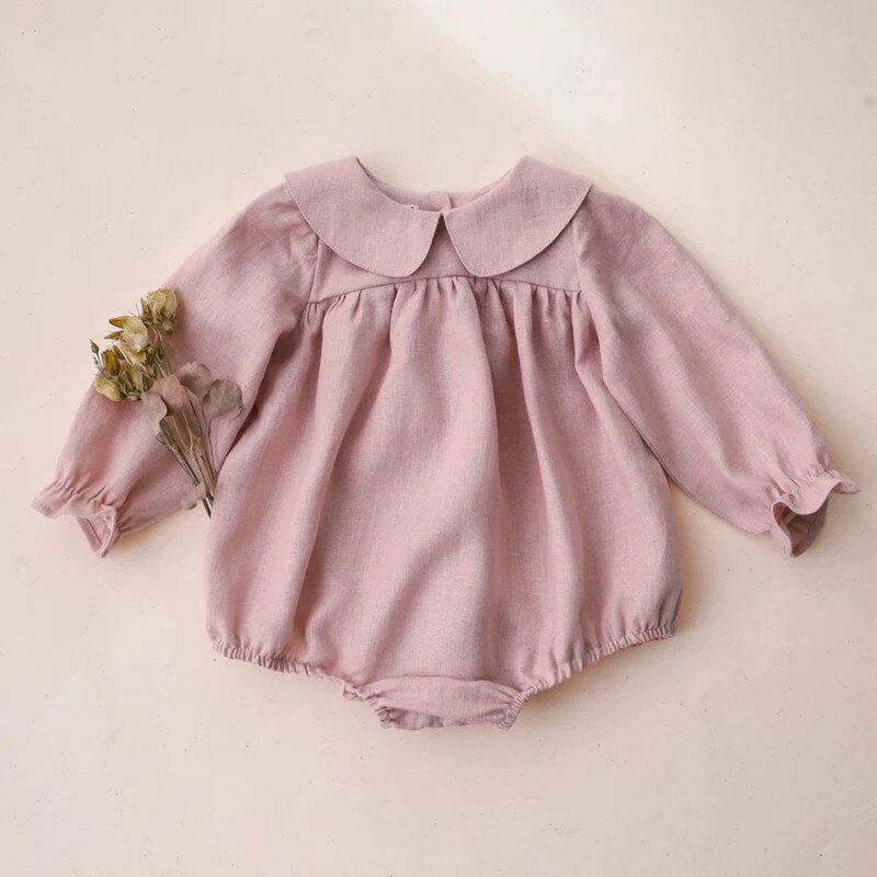 Girls Long Sleeve Peter Pan Collar Romper