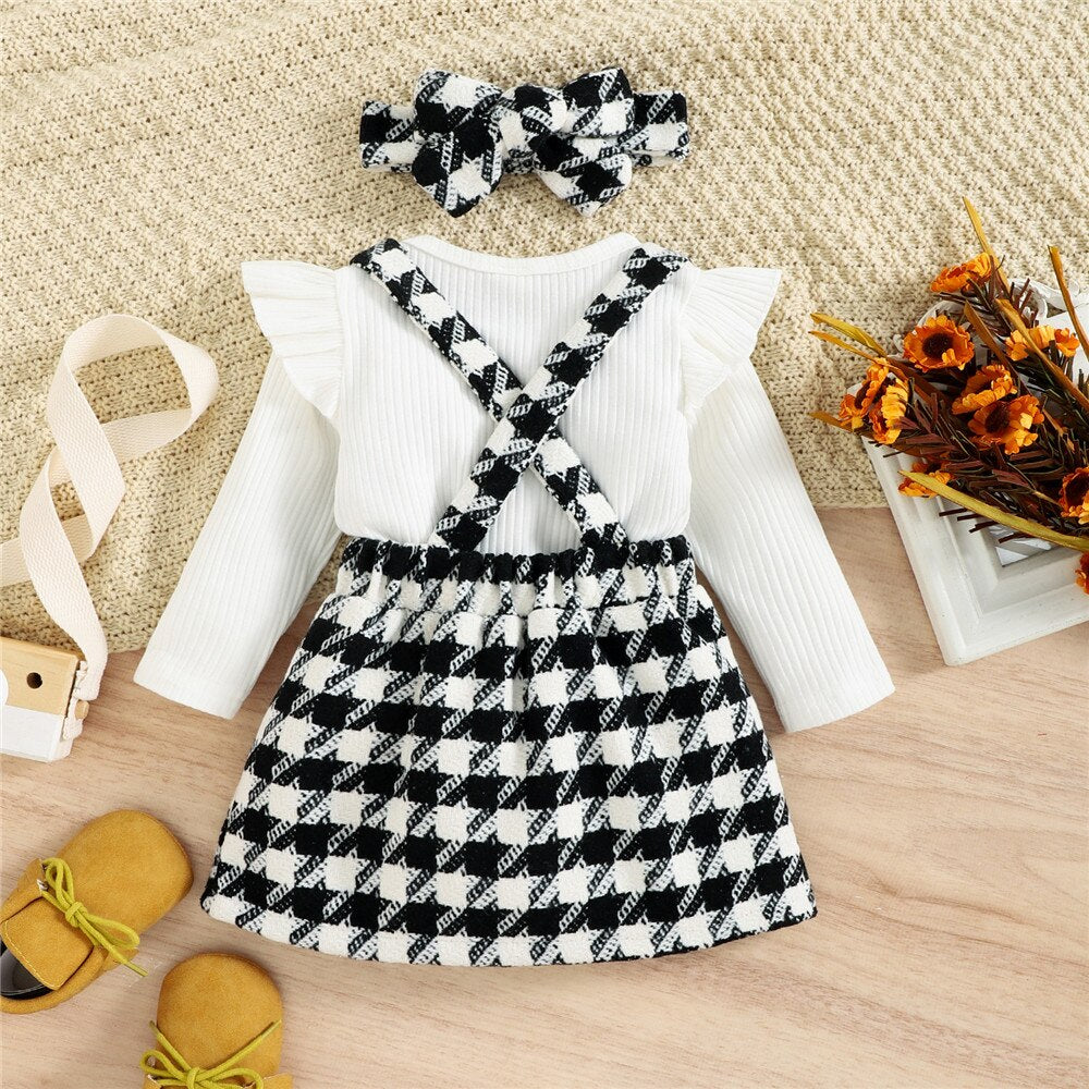 Girls Plaid Overalls Set