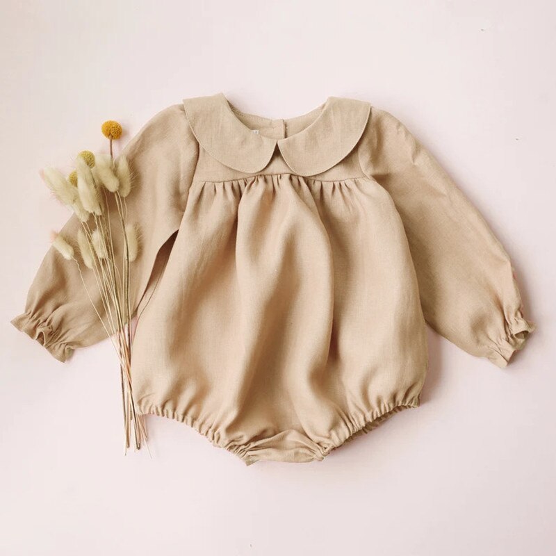 Girls Long Sleeve Peter Pan Collar Romper
