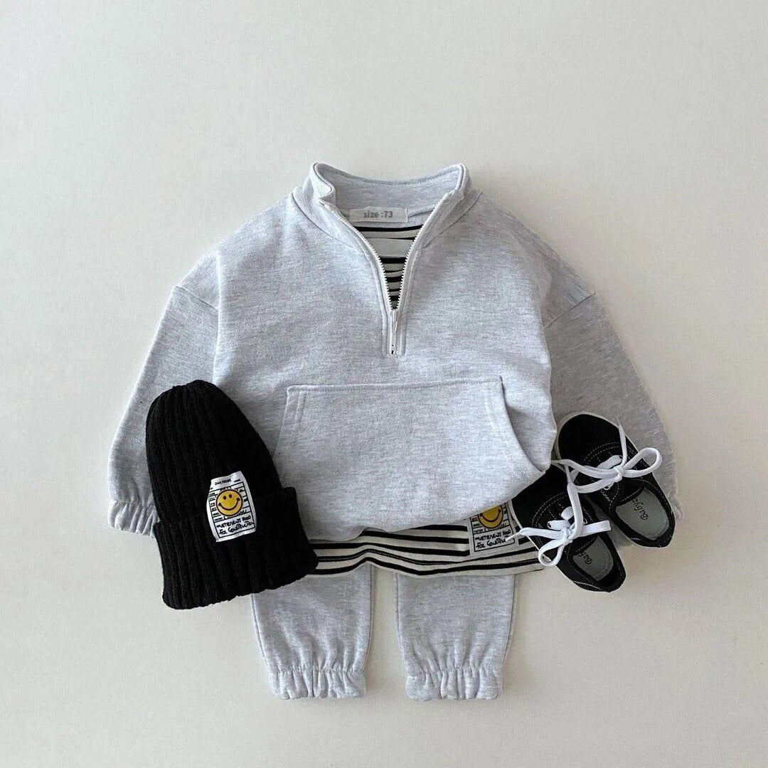 Unisex High Collar Two Piece Sweatsuit